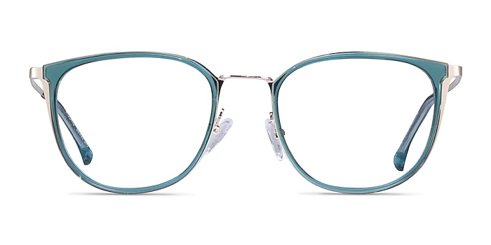Midland Clear Teal Gold Acetate Eyeglass Frames from EyeBuyDirect