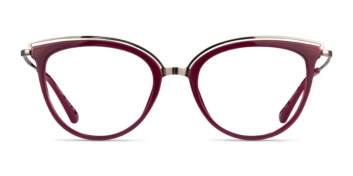 Euphony Burgundy Gold Acetate Eyeglass Frames from EyeBuyDirect