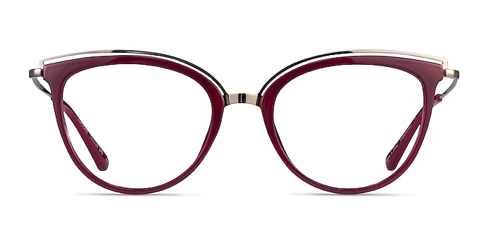 Euphony Burgundy Gold Acetate Eyeglass Frames from EyeBuyDirect
