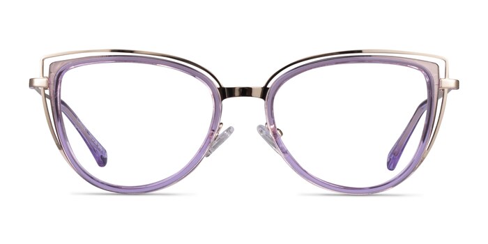 Clarinet Clear Purple Gold Acétate Montures de lunettes de vue d'EyeBuyDirect