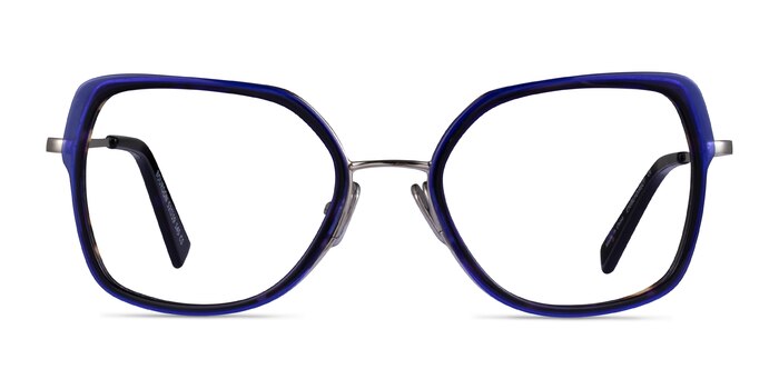 Bourdon Blue Tortoise Silver Acétate Montures de lunettes de vue d'EyeBuyDirect