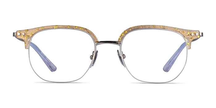 Witty Clear Yellow Silver Acetate Eyeglass Frames from EyeBuyDirect