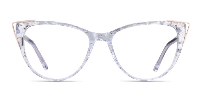 Celebrate Clear Silver Rose Gold Acetate Eyeglass Frames from EyeBuyDirect