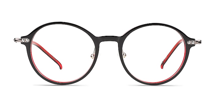 Reily Black Burgundy Silver Acetate Eyeglass Frames from EyeBuyDirect
