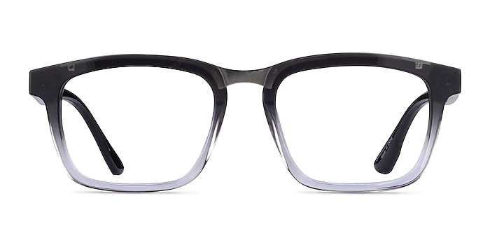 Fraser Black Clear Silver Acetate Eyeglass Frames from EyeBuyDirect
