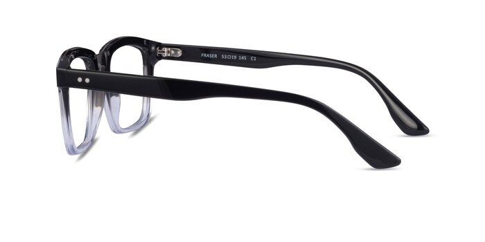 Fraser Black Clear Silver Acetate Eyeglass Frames from EyeBuyDirect