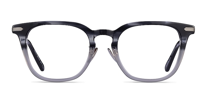 Hayes Gray Striped Gunmetal Acétate Montures de lunettes de vue d'EyeBuyDirect