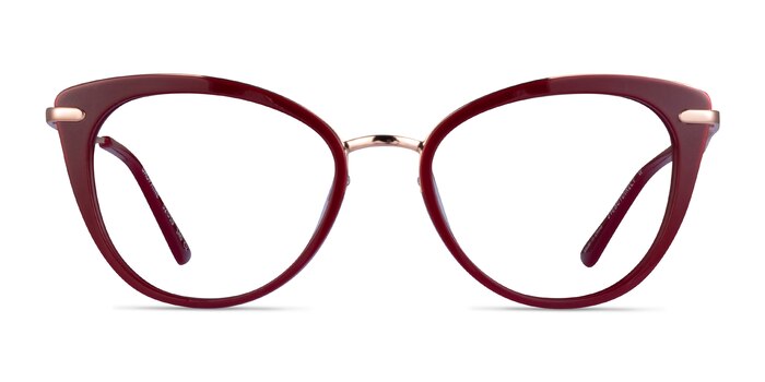 Dauphine Burgundy Rose Gold Acétate Montures de lunettes de vue d'EyeBuyDirect