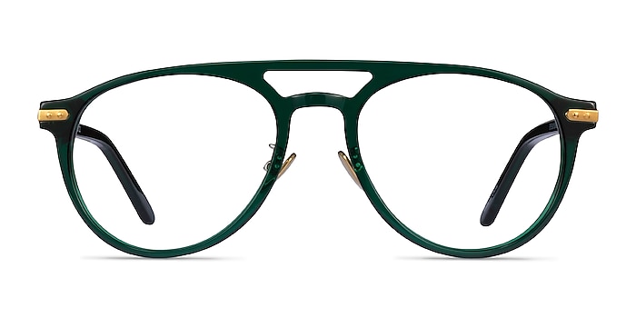 Aston Dark Green Gold Acetate Eyeglass Frames from EyeBuyDirect
