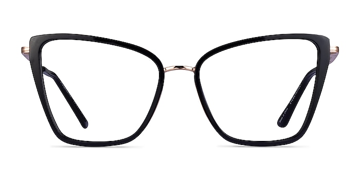 Jacqueline Black Gold Acetate Eyeglass Frames from EyeBuyDirect