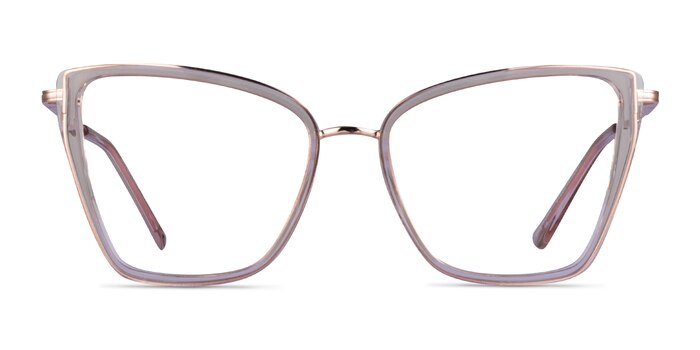 Jacqueline Clear Champagne Rose Gold Acétate Montures de lunettes de vue d'EyeBuyDirect