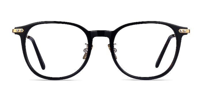 Hollis Black Gold Acetate Eyeglass Frames from EyeBuyDirect
