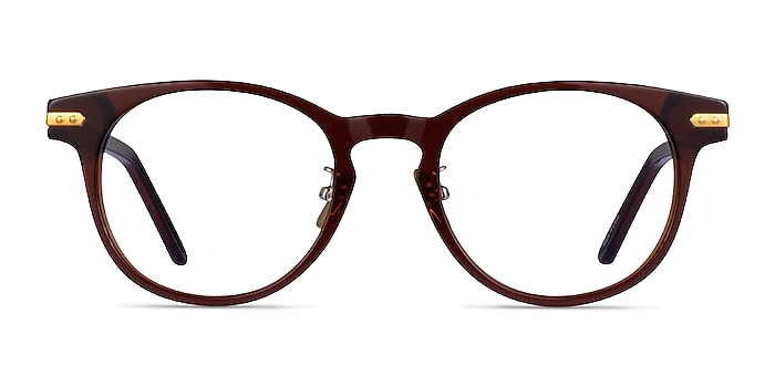Hathaway Clear Brown Gold Acétate Montures de lunettes de vue d'EyeBuyDirect