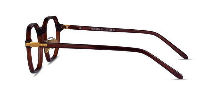 Quentin Clear Brown Gold Acétate Montures de lunettes de vue d'EyeBuyDirect