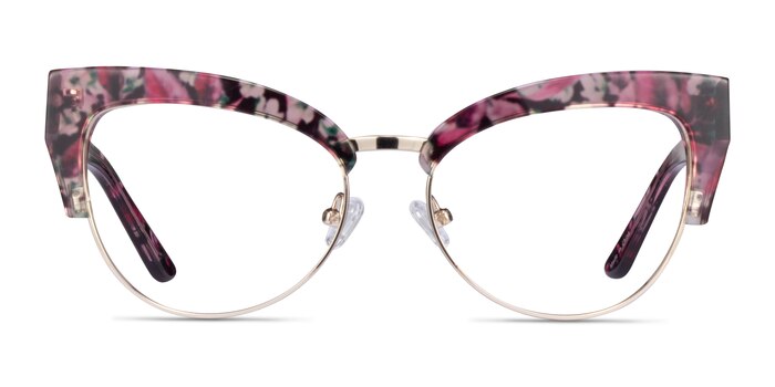 Freesia Red Floral Gold Acetate Eyeglass Frames from EyeBuyDirect