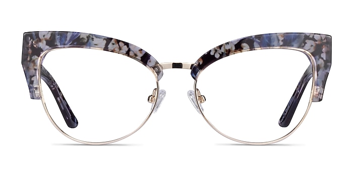 Freesia Purple Floral Gold Acetate Eyeglass Frames from EyeBuyDirect