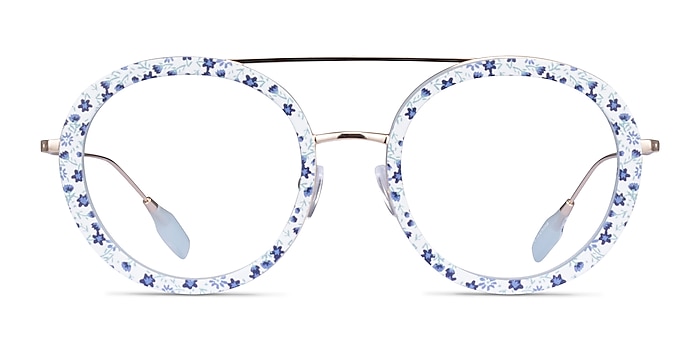 Plumeria Blue Floral Acetate Eyeglass Frames from EyeBuyDirect