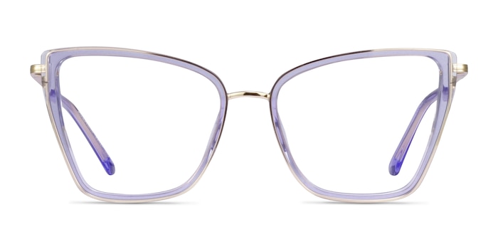 Jacqueline Clear Blue Purple Acetate Eyeglass Frames from EyeBuyDirect