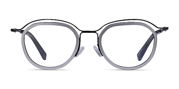 Facet Silver Black Acetate Eyeglass Frames from EyeBuyDirect