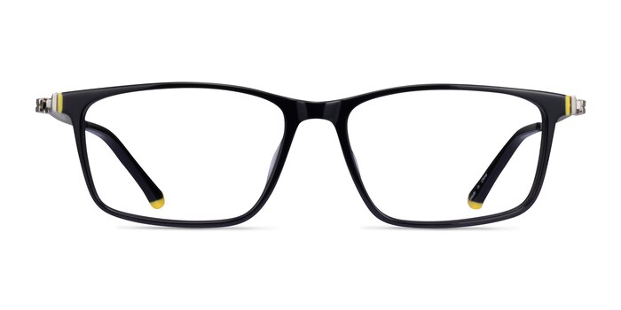 Commuter Black Yellow Gold Acétate Montures de lunettes de vue d'EyeBuyDirect