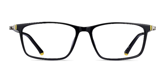 Commuter Black Yellow Gold Acetate Eyeglass Frames from EyeBuyDirect