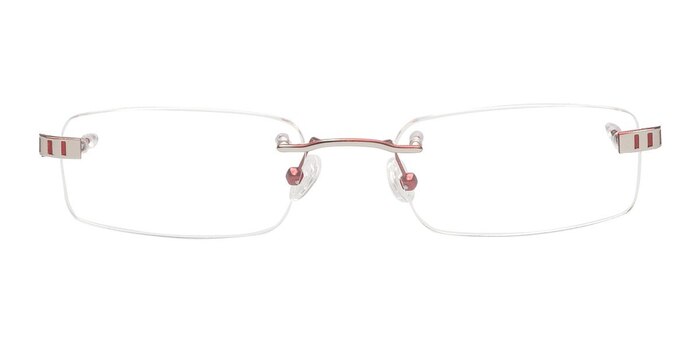 Alvin Silver/Red Metal Eyeglass Frames from EyeBuyDirect