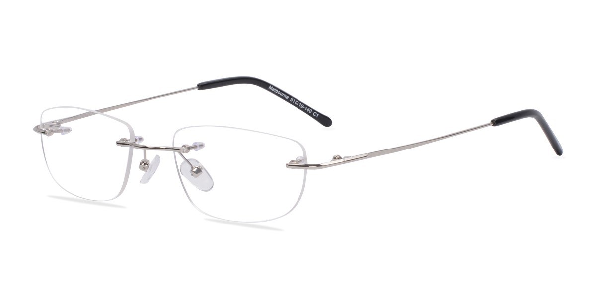 Melbourne Rectangle Silver Rimless Eyeglasses Eyebuydirect