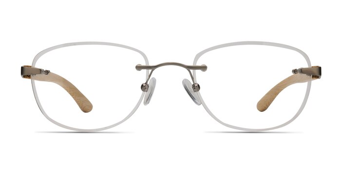 Potential Silver Yellow Wood-texture Eyeglass Frames from EyeBuyDirect