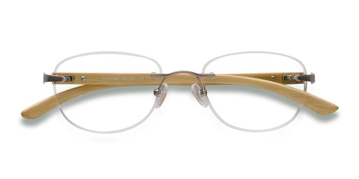 Silver Yellow Potential -  Lightweight Wood Texture Eyeglasses