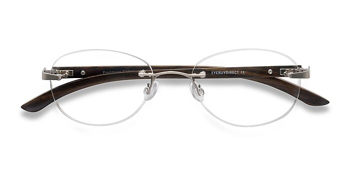 Silver Brown Fragment -  Lightweight Wood Texture Eyeglasses