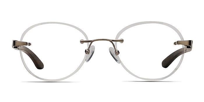 Fuse Matte Silver Wood-texture Montures de lunettes de vue d'EyeBuyDirect
