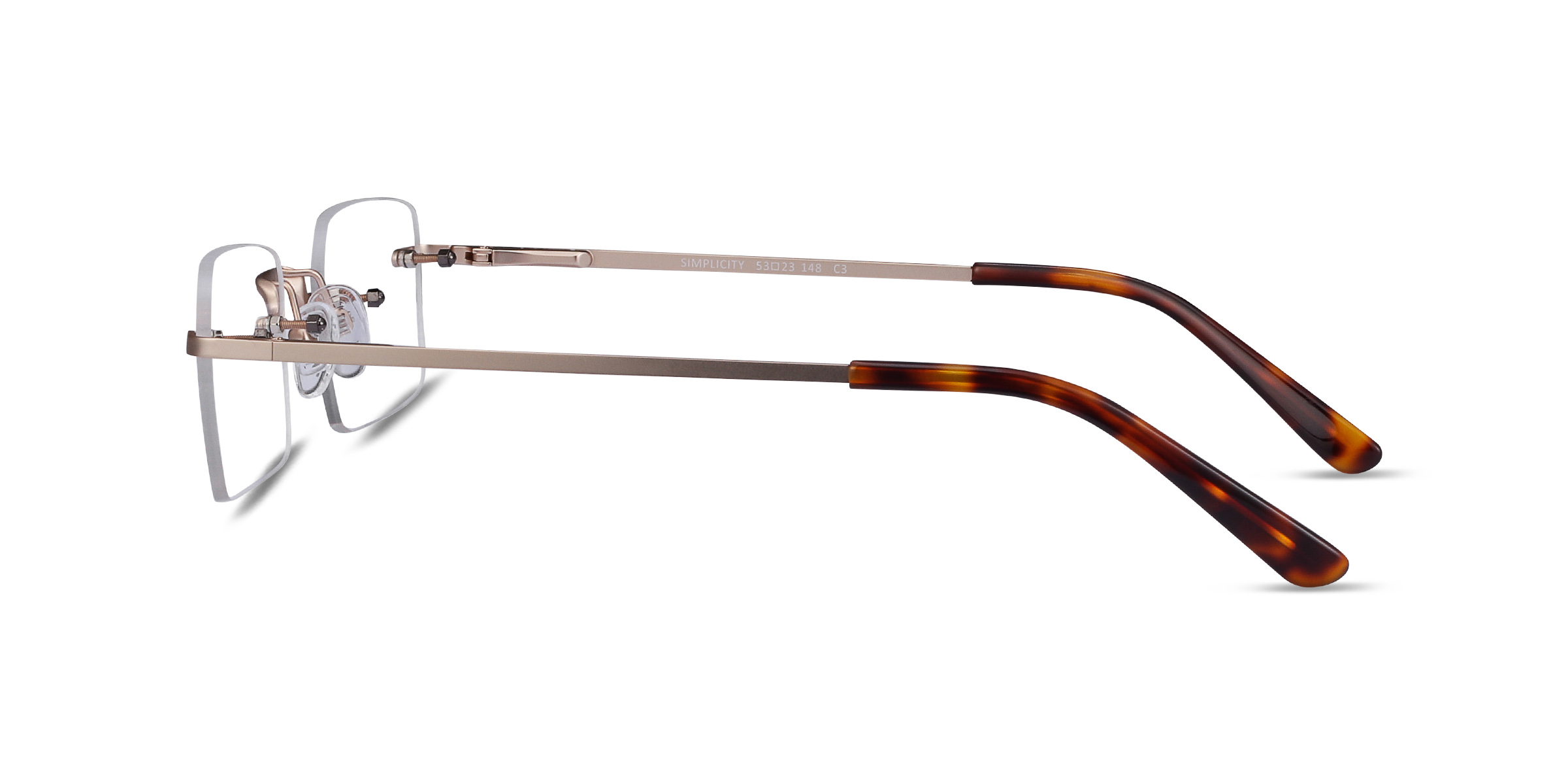 Simplicity Rectangle Gold Rimless Eyeglasses | Eyebuydirect
