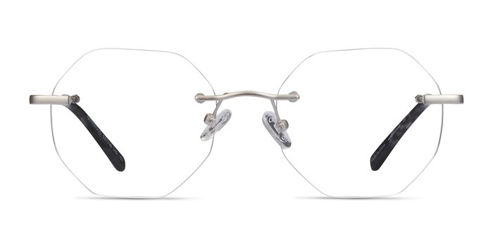 Generous Matte Silver Métal Montures de lunettes de vue d'EyeBuyDirect