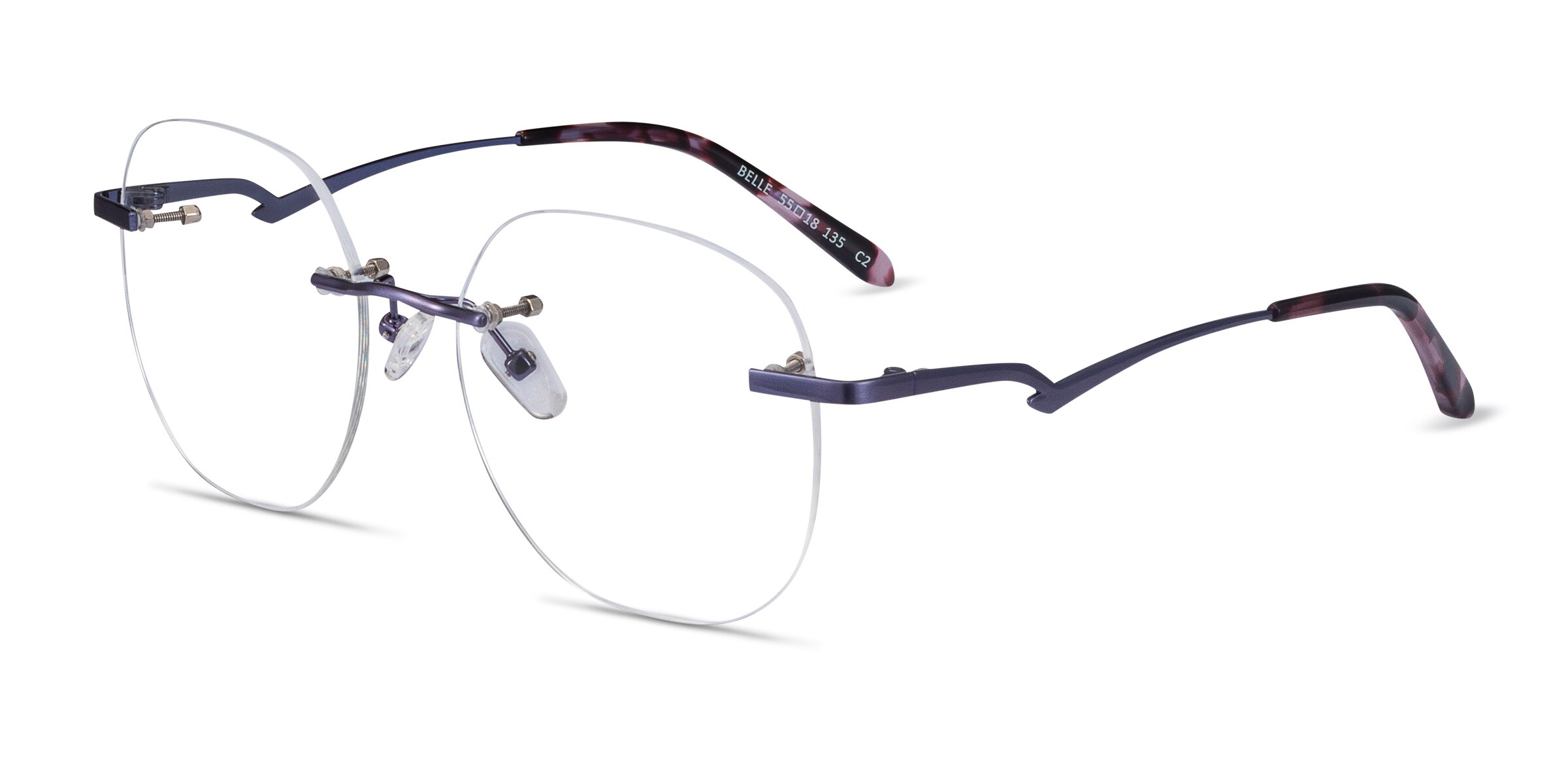 Lunettes De Vue Carrées Bleu Brillant Hally & Son - Monture 48mm, Style Rétro - Neuf