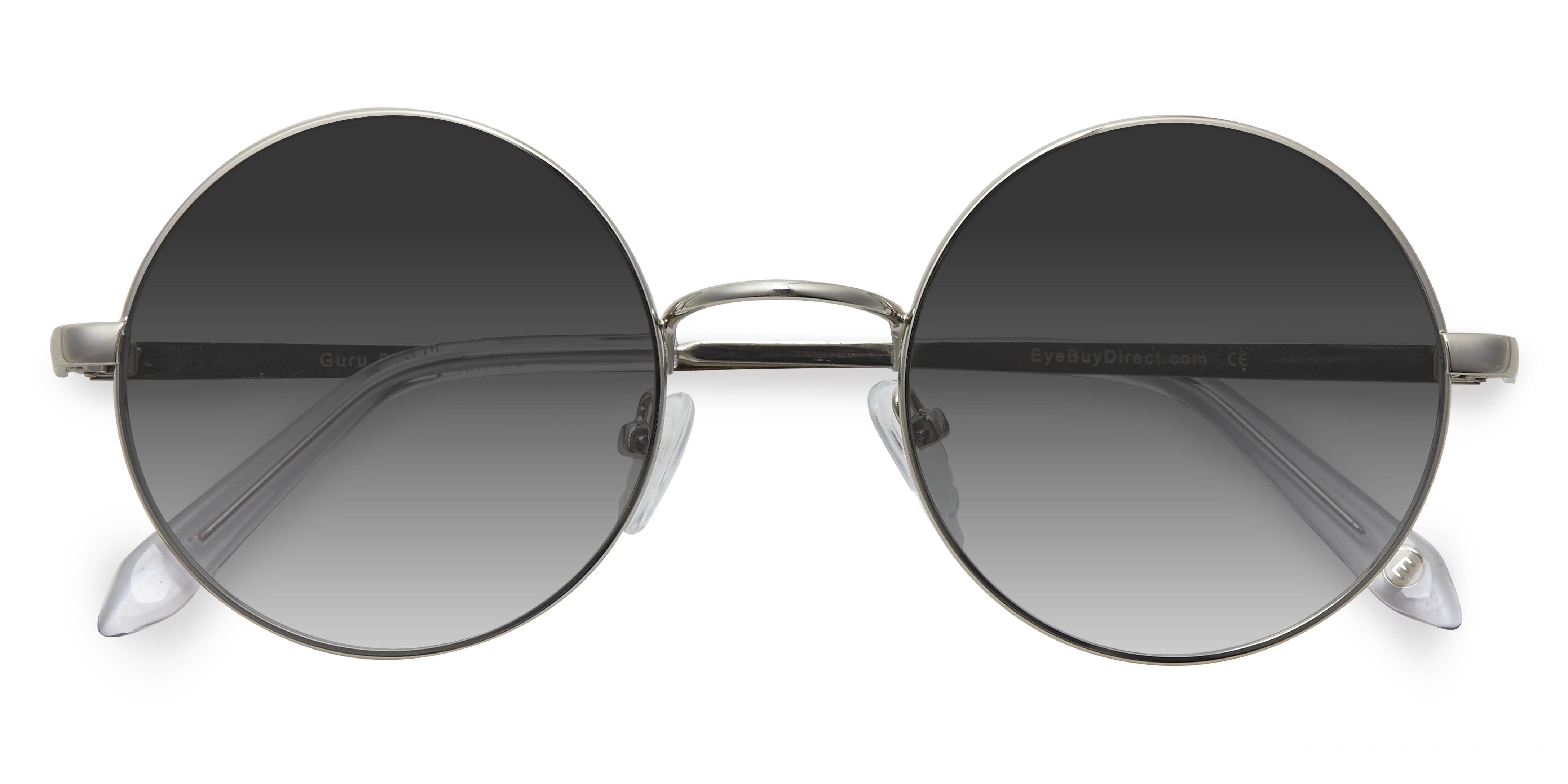 Guru - Round Silver Frame Prescription Sunglasses | Eyebuydirect