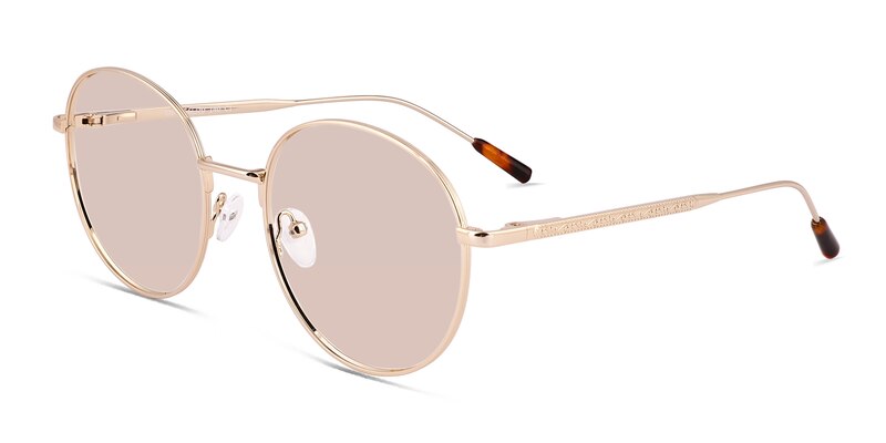 Olin - Round Shiny Gold Tortoise Frame Prescription Sunglasses ...