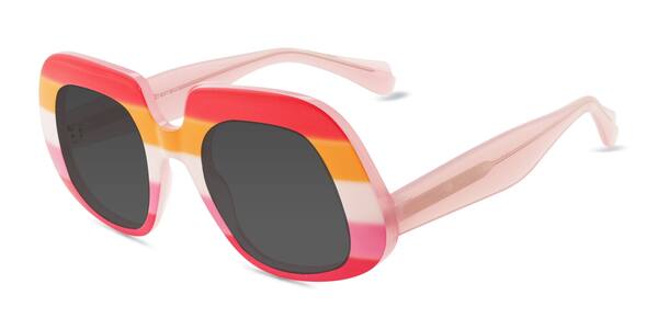 Striped Red Dream Chaser -  Plastic Sunglasses