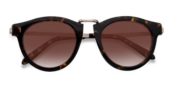 Milano - Round Brown & Tortoise Frame Sunglasses For Women | Eyebuydirect