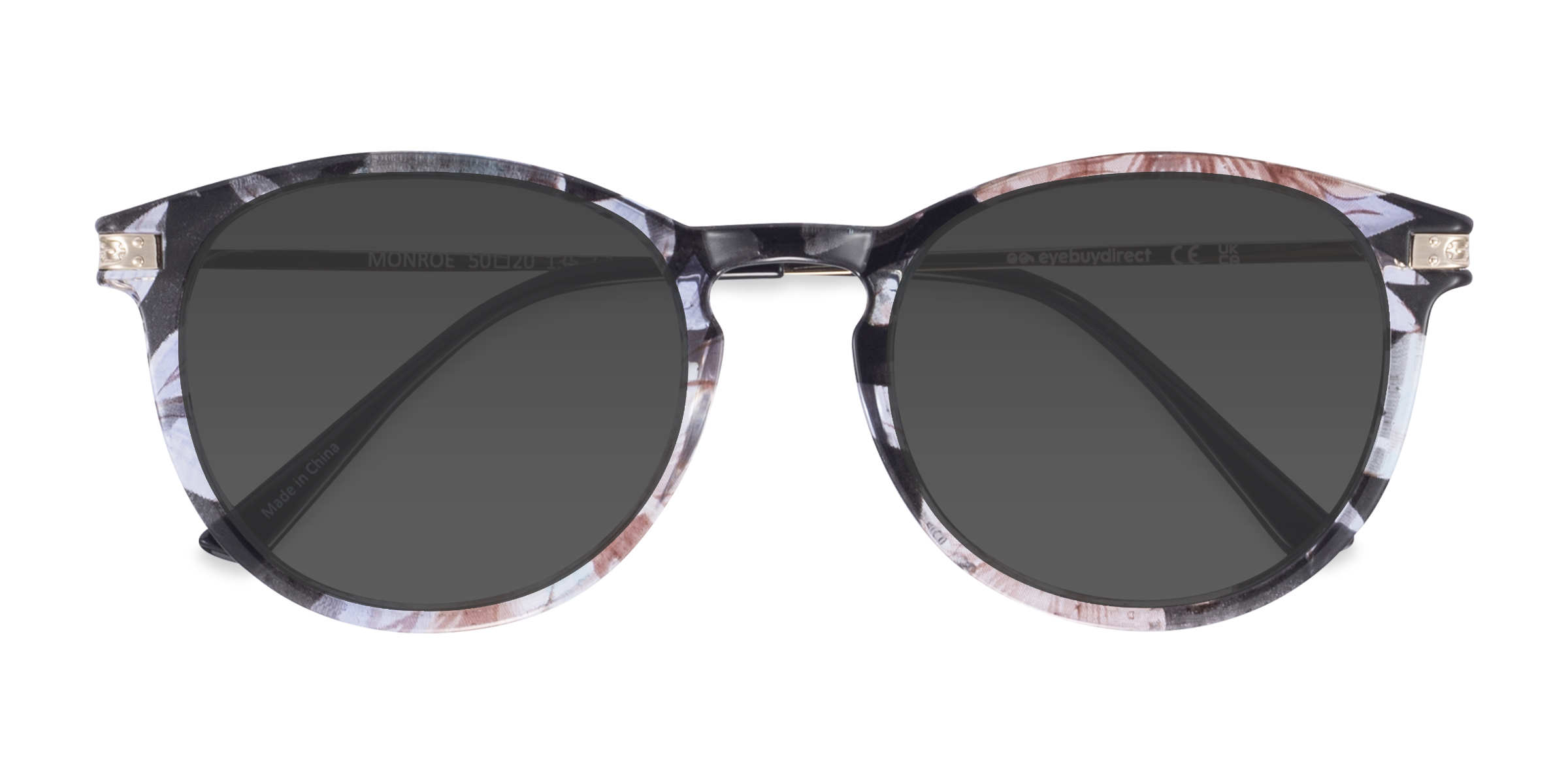 Female s roundFloral Plastic, Metal Prescription sunglasses - Eyebuydirect s Monroe