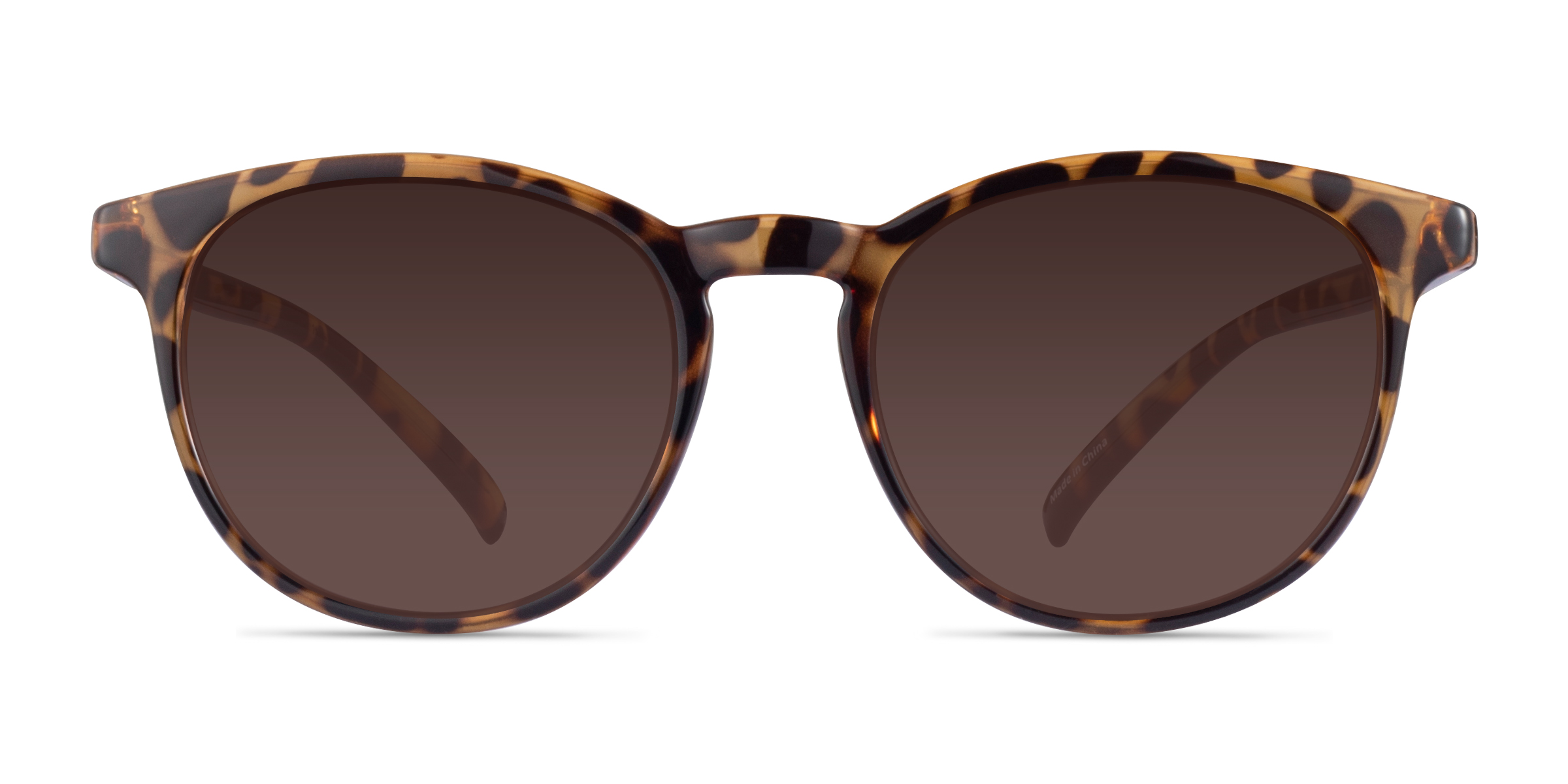 Deja Vu - Round Brown & Tortoise Frame Sunglasses For Women | Eyebuydirect