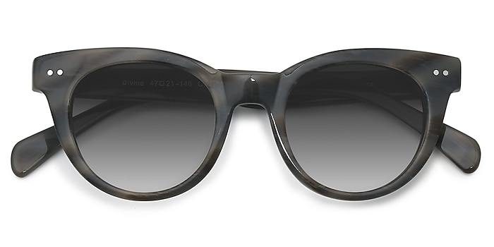 Gray Striped Divine -  Vintage Acetate Sunglasses