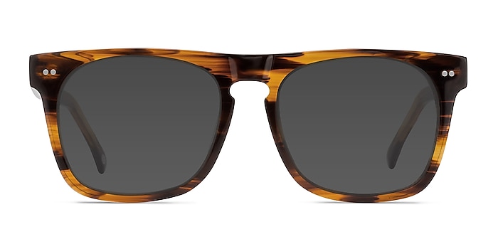 Miami Brown Striped Acetate Sunglass Frames from EyeBuyDirect