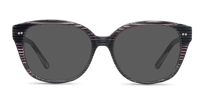 Lune Noire  Gray Striped  Acetate Sunglass Frames from EyeBuyDirect