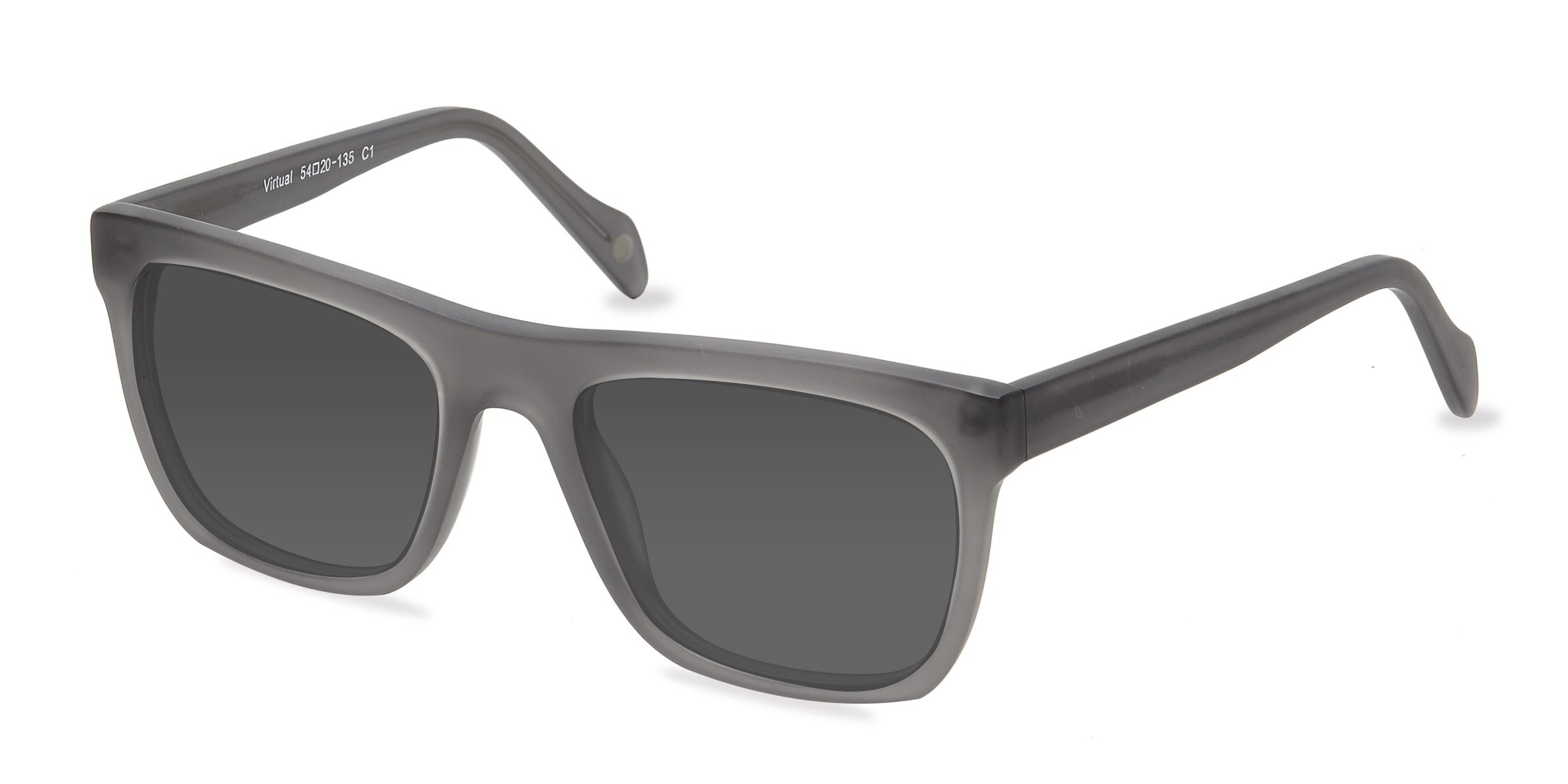 Virtual Square Matte Gray Frame Prescription Sunglasses