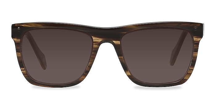 Virtual Brown Strip Acetate Sunglass Frames from EyeBuyDirect