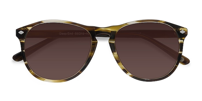  Brown Striped  Deep End -  Vintage Acetate Sunglasses