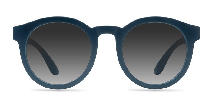 Oasis - Round Matte Blue Frame Prescription Sunglasses | Eyebuydirect