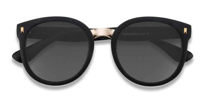Matte Black Vedette -  Plastic, Metal Sunglasses