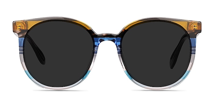 Valence Brown Blue Acetate Sunglass Frames from EyeBuyDirect