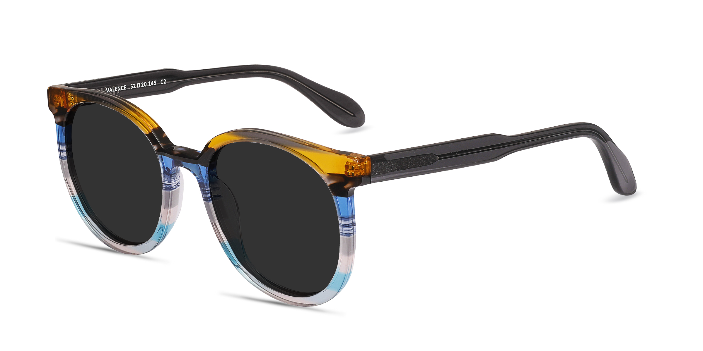 Valence Round Brown Blue Frame Sunglasses For Women Eyebuydirect